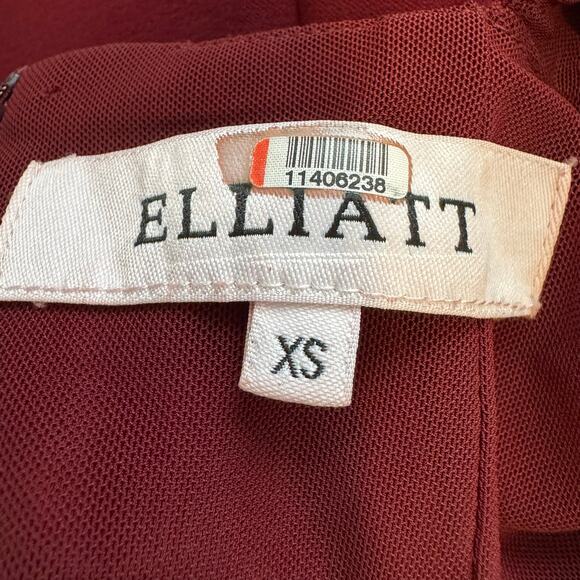 Elliatt Artemis Burgundy Asymmetrical Ruffle Hem Sheath Dress Women Size XS - Picture 8 of 10